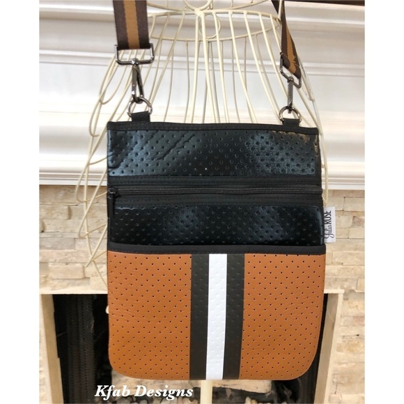 LAST 1! Neoprene Crossbody Tote Bag- Caramel - Picture 6 of 9